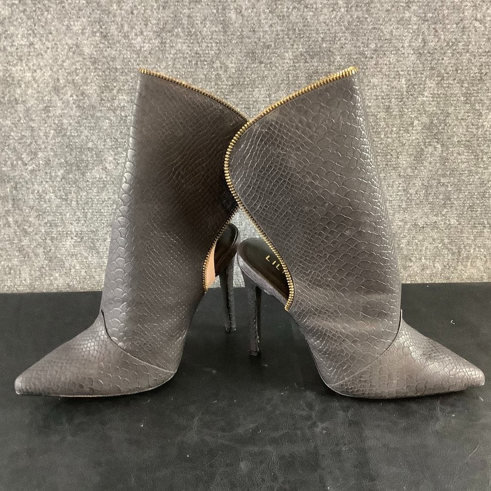 LILIANA SELINA -21 BLACK HIGH HEEL MULE BOOTIES NEW IN BOX